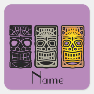 Triple Tiki Skulpturen Thunder_Cove Quadratischer Aufkleber
