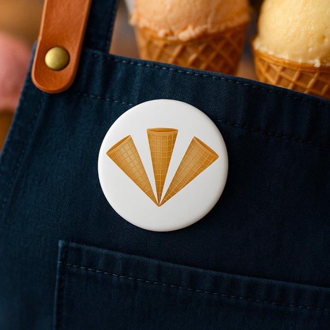 Triple Waffle Ice Cream Cone Summer Dessert Button (Von Creator hochgeladen)