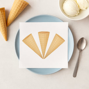 Triple Waffle Ice Cream Cone Summer Dessert Serviette