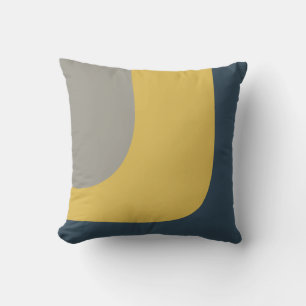 Triple Wave Minimalistisch Muster Mustard Navy Gra Kissen