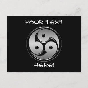 Triple Yin Yang - Metal & Glossy Black Postkarte