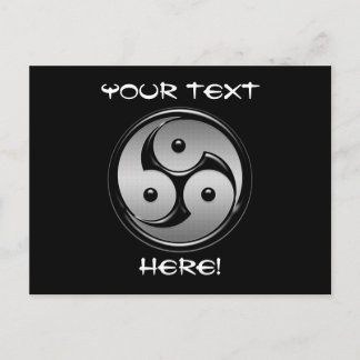 Triple Yin Yang - Metal & Glossy Black Postkarte
