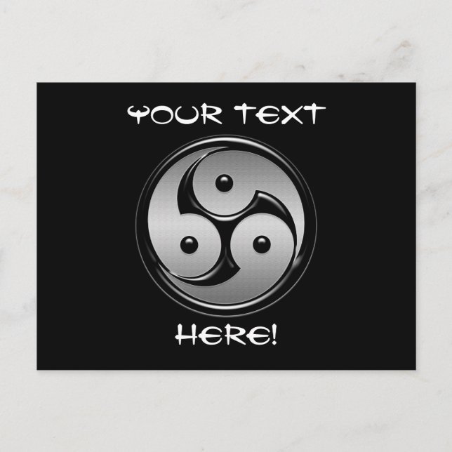 Triple Yin Yang - Metal & Glossy Black Postkarte (Vorderseite)