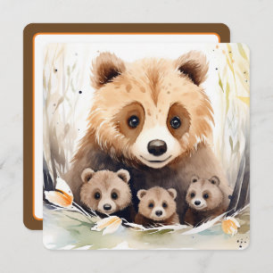 Triplet Baby Dusche Mama Bären und Cubs Einladung