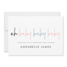 Triplet Babydusche Rosa moderne Typografie