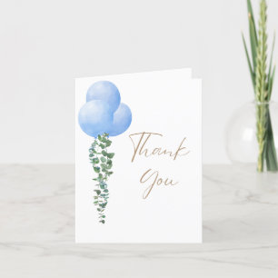 Triplet Boys Blue Balloon Baby Boy Watercolor Dankeskarte