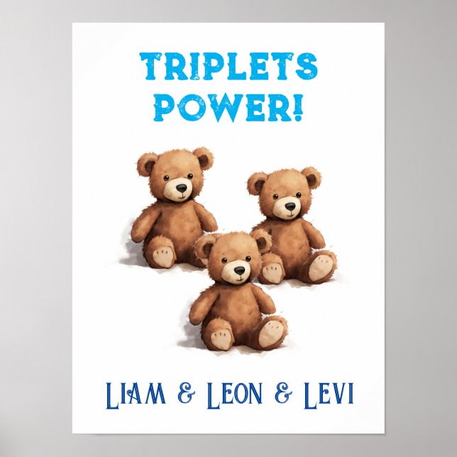 Triplet Boys Kinderzimmer, Vintag Teddy Bären, Poster (Vorne)