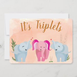 Triplet Elephant Baby Dusche Einladung