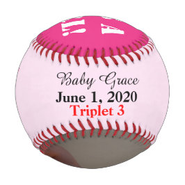 Triplet Girl Birth Stats Pink Einfügen Sie Ihr Fot Baseball