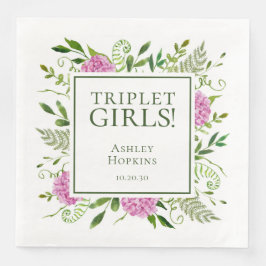 Triplet Girls Pink Hydrangeas Girl Baby Dusche Serviette