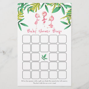 Triplet Pink Flamingo Baby Showkarte