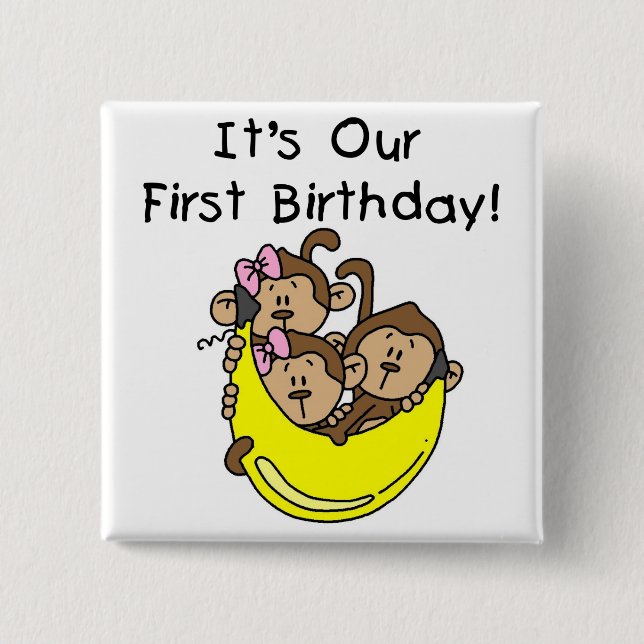 Triplets 1. - Zwei Girls One Boy Tshirts und Gesch Button (Vorderseite)