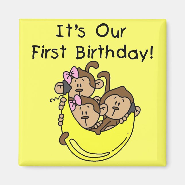 Triplets 1. - Zwei Girls One Boy Tshirts und Gesch Magnet (Vorne)