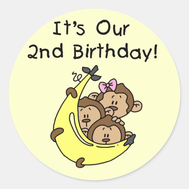 Triplets 2. - Zwei Jungs/eine Girl-Tshirts Runder Aufkleber (Vorderseite)