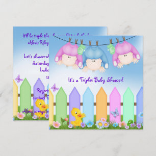 Triplets Baby Dusche Einladung