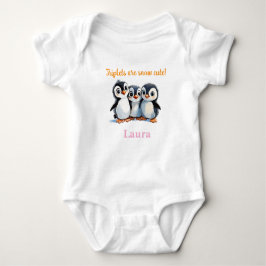 Triplets Baby Duschgeschenk, Pinguine, mit Namen, Baby Strampler