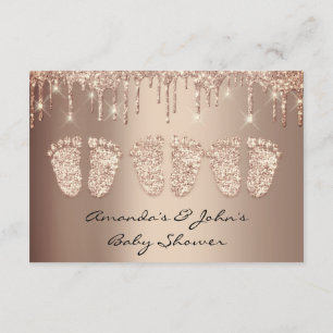 Triplets Baby Shower Foot Rose Glitzer Girl Boy Einladung