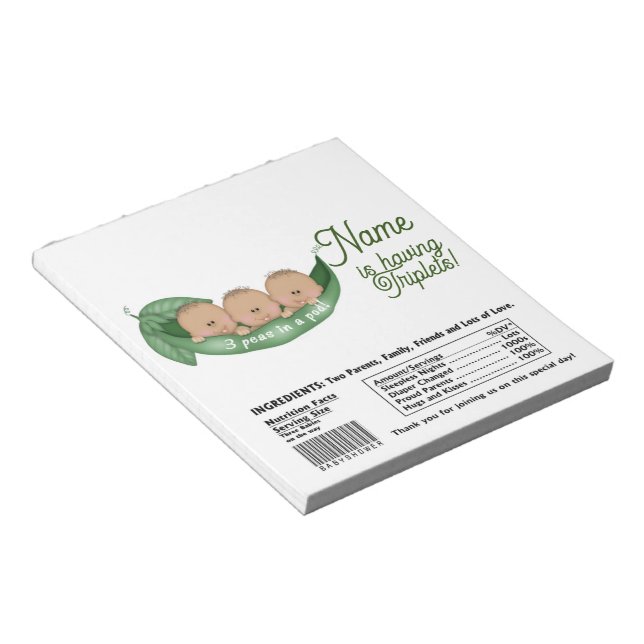 Triplets Baby Showküche Bar Wrapper Gastgeschenk Notizblock (angewinkelt)