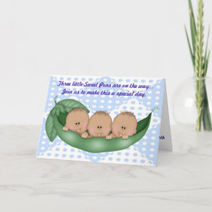 Triplets Boy Baby Shower Pea in a Pod Einladung