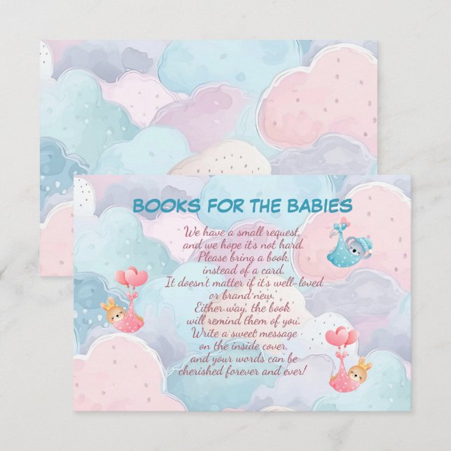 Triplets Bücher für die Babys Dankeskarte (Vorne/Hinten)