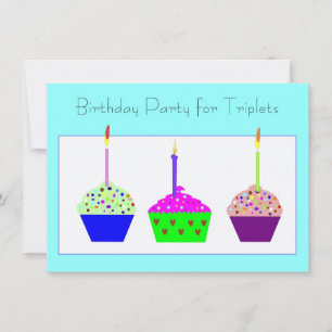 Triplets Cupcake Einladung zum Geburtstag