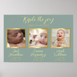 Triplets gebären neue Eltern Geschenkwand Dekorati Poster