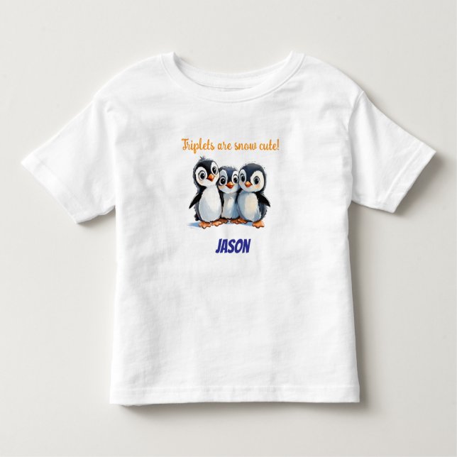Triplets-Geschenk, Schnee Niedliche Pinguine, Trip Kleinkind T-shirt (Vorderseite)