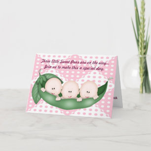 Triplets Girl Baby Shower Pea in a Pod Einladung