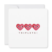 Triplets Glückwünsche mit drei Babyherzen