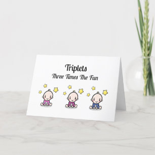 Triplets Glückwunschkarte, 2 Mädchen und 1 Junge, Dankeskarte