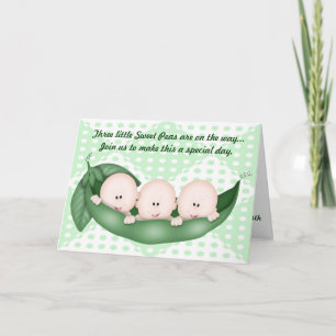 Triplets Green Baby Shower Pea in einem Pod Einlad Einladung