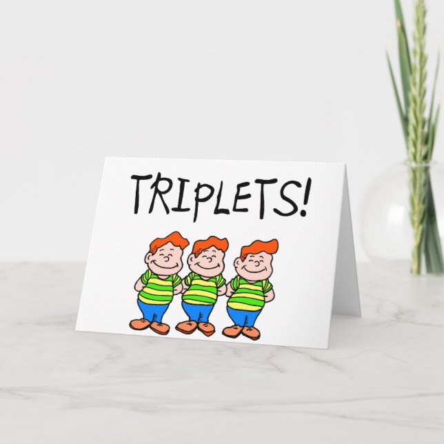 Triplets (Jungen) Feiertagskarte (Vorderseite)