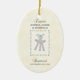 Triplets Taufe auf Gelben 3 Kreuze Personalisiert Keramik Ornament