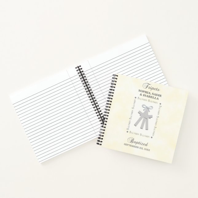 Triplets Taufe auf Gelben 3 Kreuze Personalisiert Notizbuch (Innenseite)