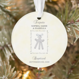 Triplets Taufe auf Gelben 3 Kreuze Personalisiert Ornament
