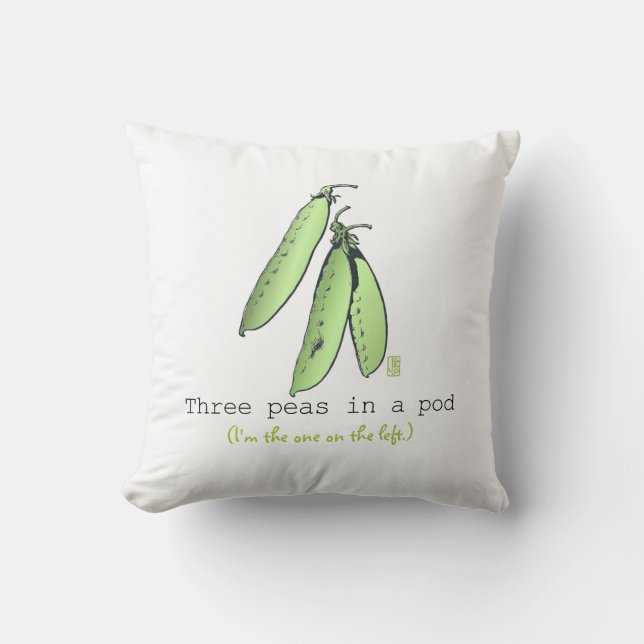 Triplets Three Peas in einem Pod 16x16 Throw Kisse Kissen (Vorderseite)