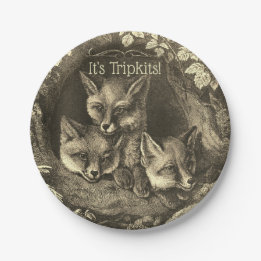 Triplets Vintage Babyfoxholzdusche Pappteller
