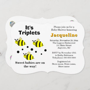 Triplets Yellow Bee Baby Rattles Baby Dusche Einladung