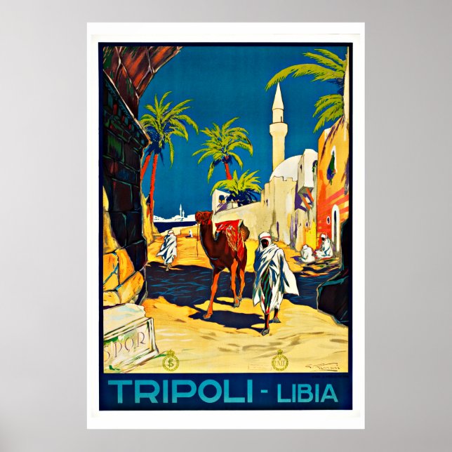 Tripoli Libyen Vintage Travel Poster (Vorne)
