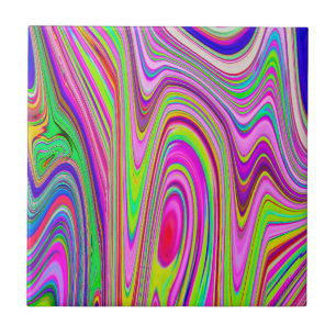 Trippelgelb und rosa Abstrakte Groovy Retro Art Fliese