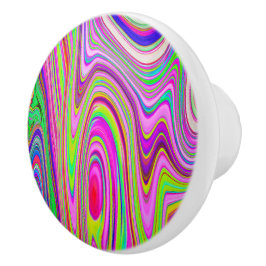 Trippelgelb und rosa Abstrakte Groovy Retro Art Keramikknauf