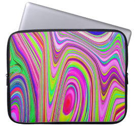 Trippelgelb und rosa Abstrakte Groovy Retro Art Laptopschutzhülle