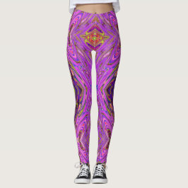Trippelrosa und Lila Abstraktes Muster Leggings