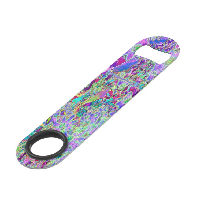 Trippige, Abstrakte Rosa- und Lilatönen Speed Flaschenöffner (Vorderseite Schrägansicht)