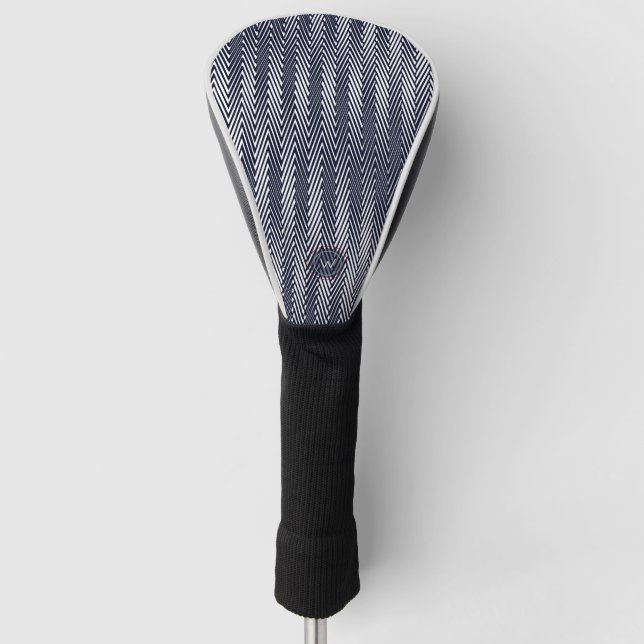 Trippige Abstrakte Schwarz-Weiß-Streifen, monograv Golf Headcover (Vorderseite)