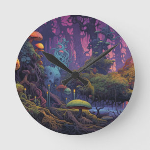 Trippiger Wald Runde Wanduhr