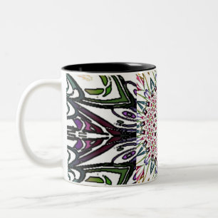 Trippiges Blume-Design Zweifarbige Tasse