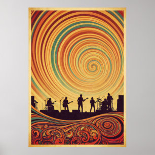 Trippy 70er Psychedelic Concert Poster Retro Artwo