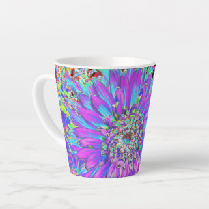 Trippy Abstract Aqua, Limettengrün und Lila Dahlie Milchtasse