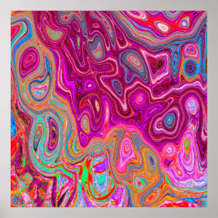 Trippy Abstract Magenta Rainbow Colors Retro Art Poster